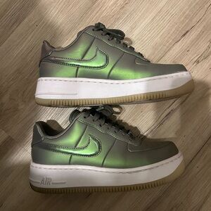 Nike Iridescent Green and Air Force Sneakers
